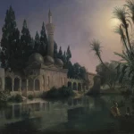 أورفا في العهد العثماني: «مسجد أورفا»، لوحة زيتية لأوجين فلاندان، 1849.