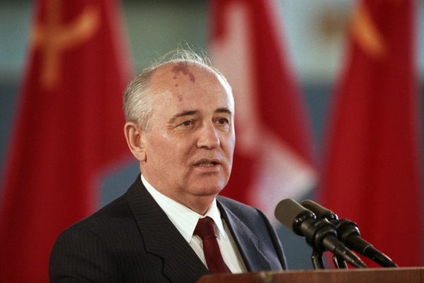 President of the Soviet Union Mikhail Gorbachev giving a speech during his visit to Ottawa, Canada, on 30th May 1990